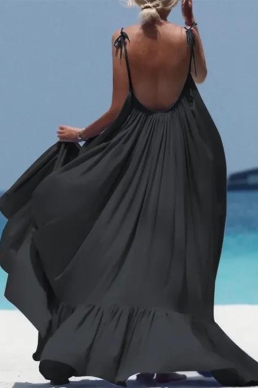 Spaghetti Strap  Plain Maxi Dress