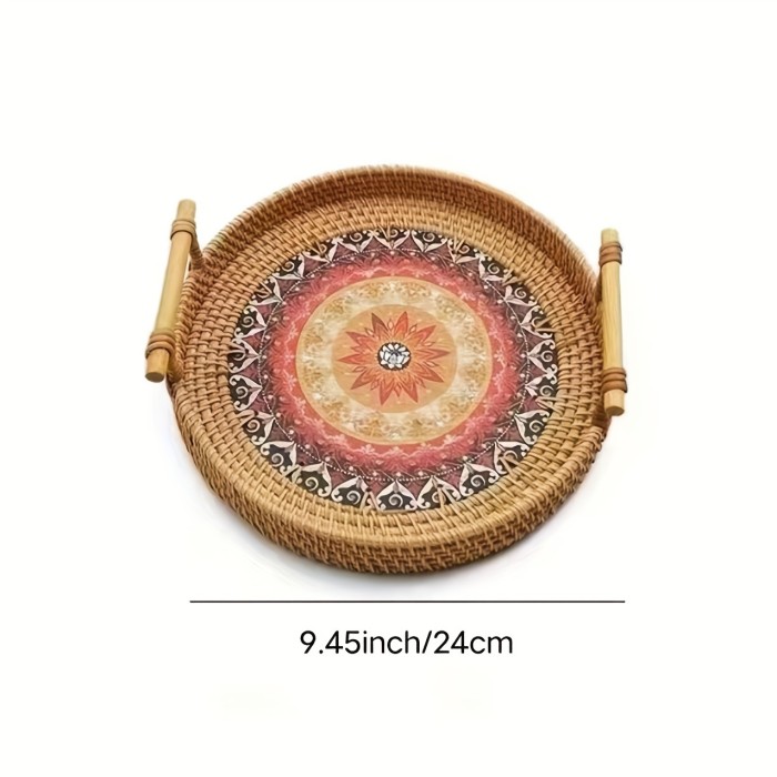 Double Handwoven Rattan Wicker Basket, Dinner Parties, Heat Insulation Trivet Mat, Perfect For Home Kitchen Supplies Easter gift Halloween Gift