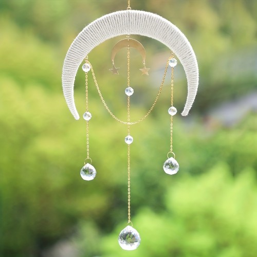 1pc Moon Crystal Prism Stained Glass Ball Sun Catcher Rainbow Maker Home Window Garden Decor Light Catcher Handmade Gift