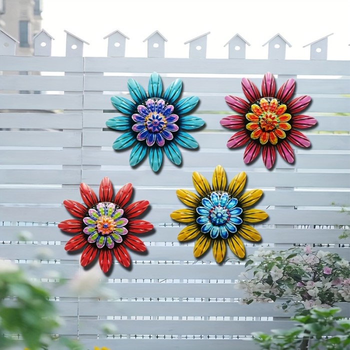 1pc\u002F4pcs Metal Flower Craft Decorations, Home Decoration, Garden Craft Gift Decoration, Courtyard Decoration, Bedroom And Living Room Decoration, Party Decoration, Wedding Decoration, Wall Decoration