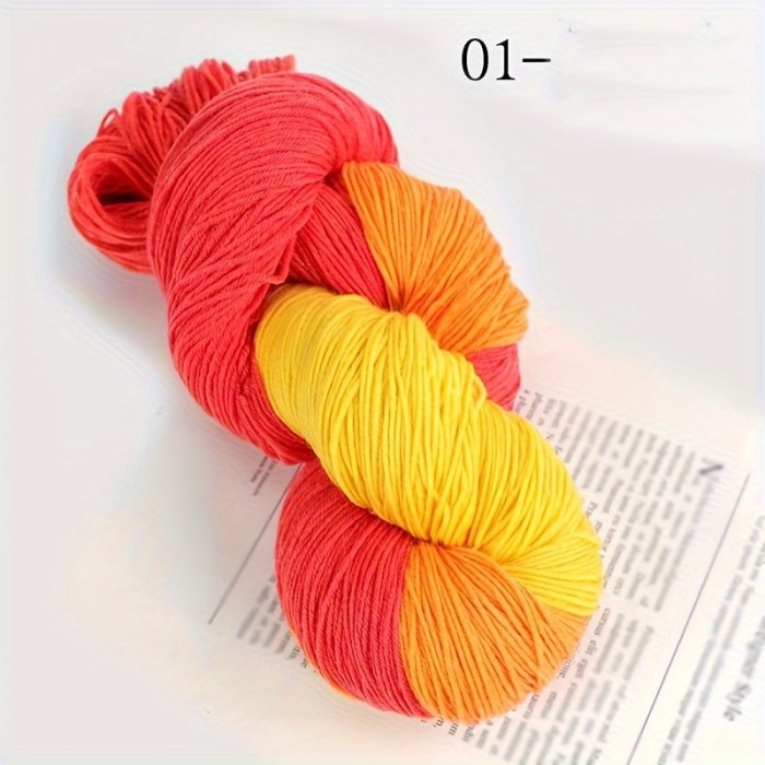 1pc Wool 90.00%, Polyester Fiber 10.00% Yarn, Hand-dyed Rainbow Yarn For Knitting Sweaters, Scarves, Hats, Gloves, Shawls, With Gradient Colors, 7.05oz