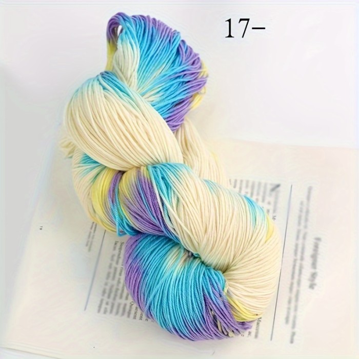 1pc Wool 90.00%, Polyester Fiber 10.00% Yarn, Hand-dyed Rainbow Yarn For Knitting Sweaters, Scarves, Hats, Gloves, Shawls, With Gradient Colors, 7.05oz