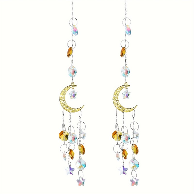 Crystal Suncatcher, Moon Crystal Rainbow Prism Moon Sun Catcher, Window Hanging Craft, Garden Decoration, Outdoor Suncatchers