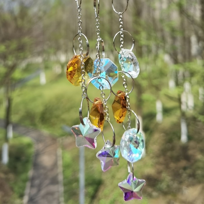 Crystal Suncatcher, Moon Crystal Rainbow Prism Moon Sun Catcher, Window Hanging Craft, Garden Decoration, Outdoor Suncatchers