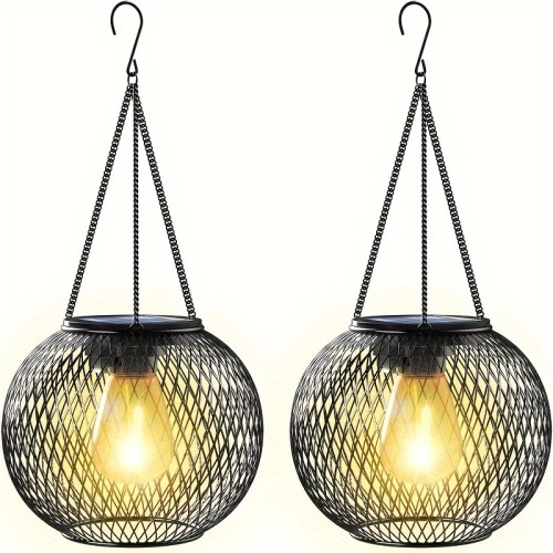 2PCS\u002F4PCS Solar Lantern Outdoor, Upgraded Hanging Solar Lights Outdoor Garden Christmas Decorations Decorative Lighting Solar Powered Tree Lantern for Garden Yard Patio Pathway