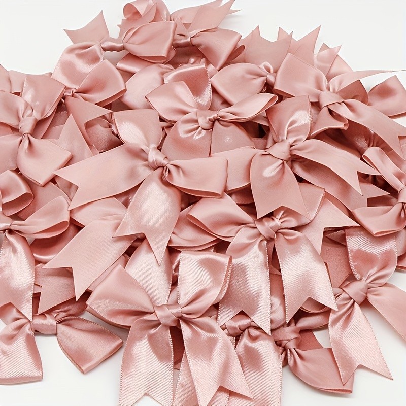 50pcs, Pink And White Ribbon Bows 3.3\