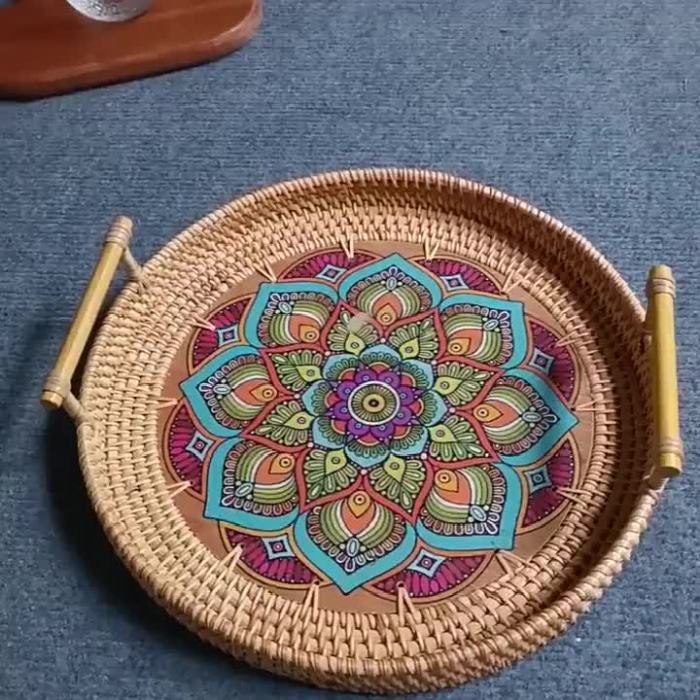 Double Handwoven Rattan Wicker Basket, Dinner Parties, Heat Insulation Trivet Mat, Perfect For Home Kitchen Supplies Easter gift Halloween Gift