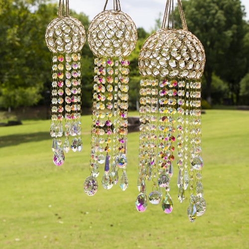 Crystal Sun Trap, Crystal Rainbow Prism Moon Sun Trap, window hanging crafts, garden decorations, outdoor sun trap