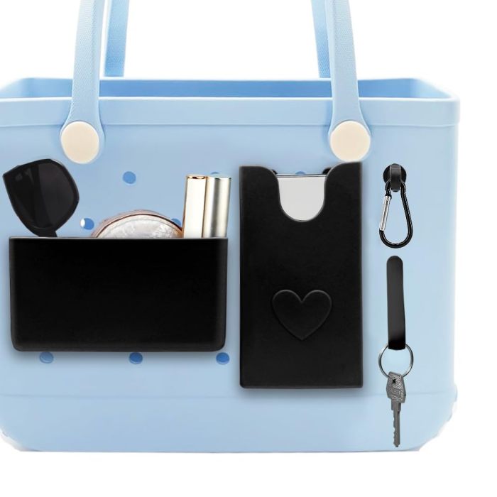 4pcs\u002Fpack, Phone Holder Insert Accessory Compatible For Bogg Bags Decor, Key Chain Holder Charms, Grocery Holders, Carabiner, Beach Bag Hooks Accessories For Bogg Bag Storage, Decorative Charm Inserts For Storage Phone Case Key Lipstick Sunglass Wallet Bogg Bag Organizer