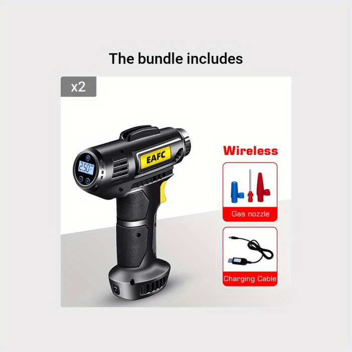 Portable Air Compressor: 150PSI Cordless Car Tire Inflator Pump With Pressure Gauge & Light - Perfect For Cars, Motorcycles & Bicycles!