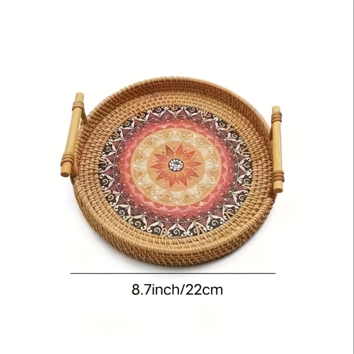 Double Handwoven Rattan Wicker Basket, Dinner Parties, Heat Insulation Trivet Mat, Perfect For Home Kitchen Supplies Easter gift Halloween Gift