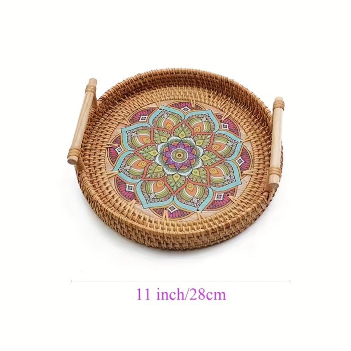 Double Handwoven Rattan Wicker Basket, Dinner Parties, Heat Insulation Trivet Mat, Perfect For Home Kitchen Supplies Easter gift Halloween Gift