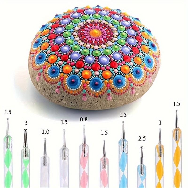 16PCS Mandala Dotting Tools Set for Painting Rocks, Mandala Art & Ceramic Pottery Craft - Includes Dotting Tools, Acrylic Rods, Stencils & Paint Tray - Durable Plastic, Uncharged Power Mode