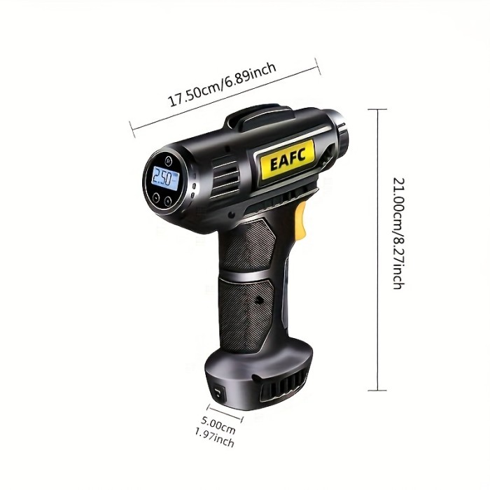 Portable Air Compressor: 150PSI Cordless Car Tire Inflator Pump With Pressure Gauge & Light - Perfect For Cars, Motorcycles & Bicycles!