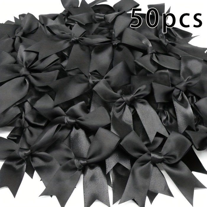 50pcs, Pink And White Ribbon Bows 3.3\