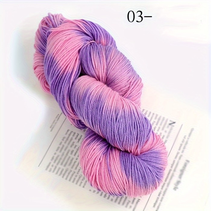 1pc Wool 90.00%, Polyester Fiber 10.00% Yarn, Hand-dyed Rainbow Yarn For Knitting Sweaters, Scarves, Hats, Gloves, Shawls, With Gradient Colors, 7.05oz