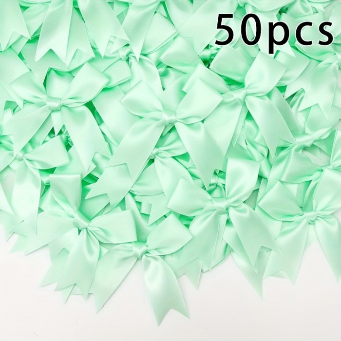 50pcs, Pink And White Ribbon Bows 3.3\