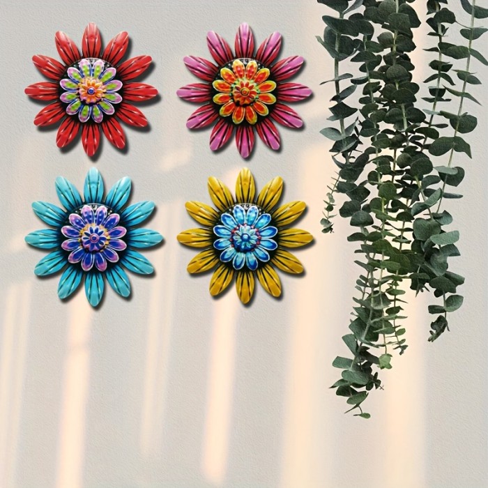 1pc\u002F4pcs Metal Flower Craft Decorations, Home Decoration, Garden Craft Gift Decoration, Courtyard Decoration, Bedroom And Living Room Decoration, Party Decoration, Wedding Decoration, Wall Decoration