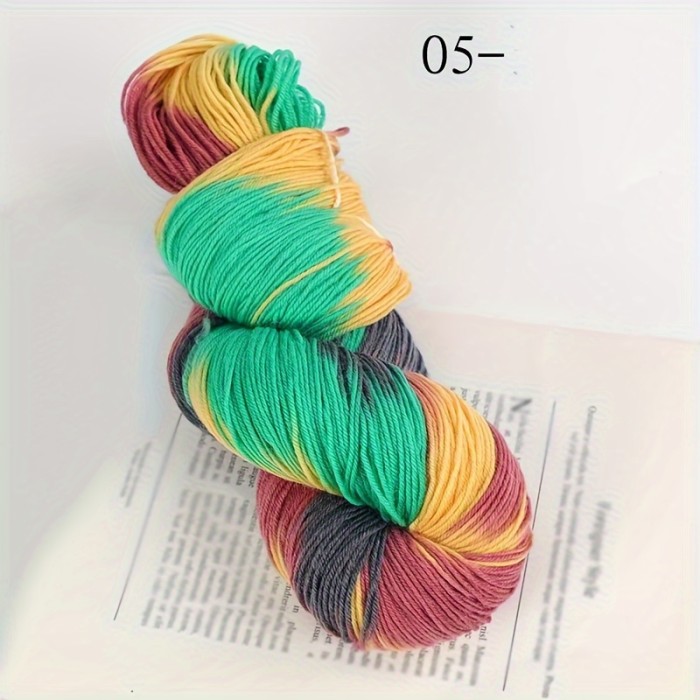 1pc Wool 90.00%, Polyester Fiber 10.00% Yarn, Hand-dyed Rainbow Yarn For Knitting Sweaters, Scarves, Hats, Gloves, Shawls, With Gradient Colors, 7.05oz