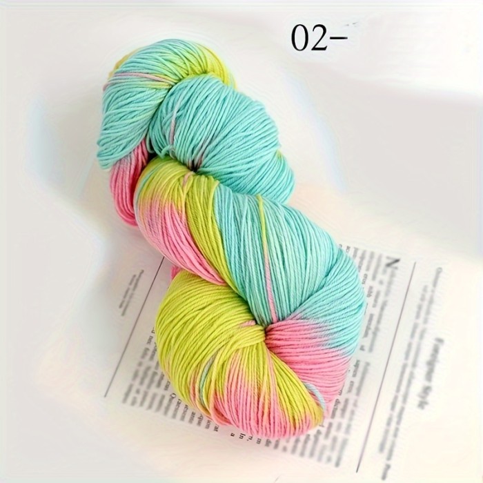 1pc Wool 90.00%, Polyester Fiber 10.00% Yarn, Hand-dyed Rainbow Yarn For Knitting Sweaters, Scarves, Hats, Gloves, Shawls, With Gradient Colors, 7.05oz