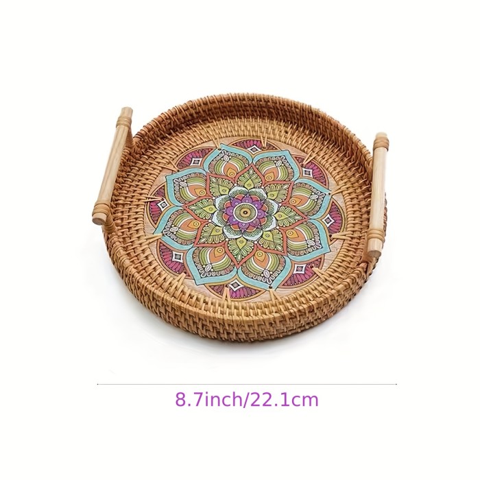Double Handwoven Rattan Wicker Basket, Dinner Parties, Heat Insulation Trivet Mat, Perfect For Home Kitchen Supplies Easter gift Halloween Gift