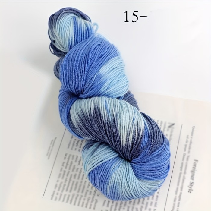 1pc Wool 90.00%, Polyester Fiber 10.00% Yarn, Hand-dyed Rainbow Yarn For Knitting Sweaters, Scarves, Hats, Gloves, Shawls, With Gradient Colors, 7.05oz