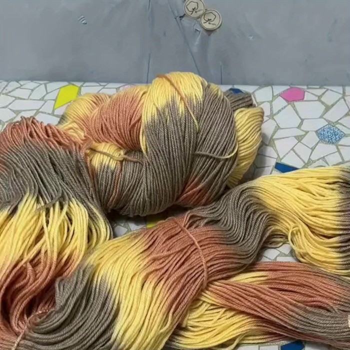 1pc Wool 90.00%, Polyester Fiber 10.00% Yarn, Hand-dyed Rainbow Yarn For Knitting Sweaters, Scarves, Hats, Gloves, Shawls, With Gradient Colors, 7.05oz