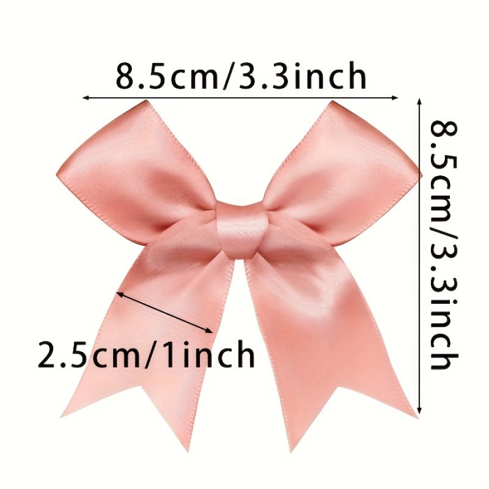 50pcs, Pink And White Ribbon Bows 3.3\