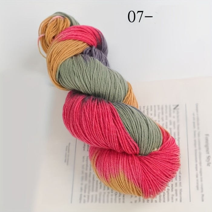1pc Wool 90.00%, Polyester Fiber 10.00% Yarn, Hand-dyed Rainbow Yarn For Knitting Sweaters, Scarves, Hats, Gloves, Shawls, With Gradient Colors, 7.05oz