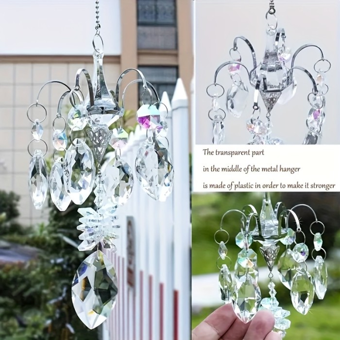 1pc Crystal Suncatcher, Glass Prism Rainbow Maker Chandelier For Window Pendant, Garden Art, Balcony, Office, Fall Decor, Gift For Girl