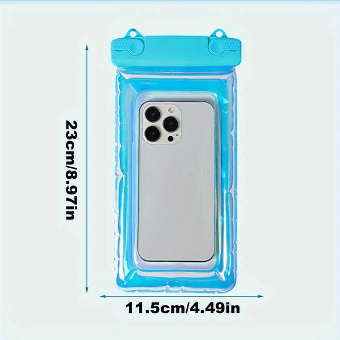 Floating Laser Waterproof Phone Pouch with Touch Screen Capability, Water-Resistant Lightweight Plastic Dry Bag with Lanyard - Smooth Surface Treatment (1 Pack)