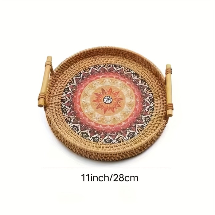 Double Handwoven Rattan Wicker Basket, Dinner Parties, Heat Insulation Trivet Mat, Perfect For Home Kitchen Supplies Easter gift Halloween Gift