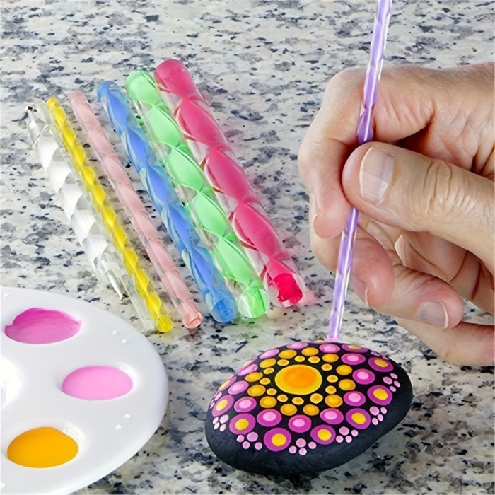 16PCS Mandala Dotting Tools Set for Painting Rocks, Mandala Art & Ceramic Pottery Craft - Includes Dotting Tools, Acrylic Rods, Stencils & Paint Tray - Durable Plastic, Uncharged Power Mode