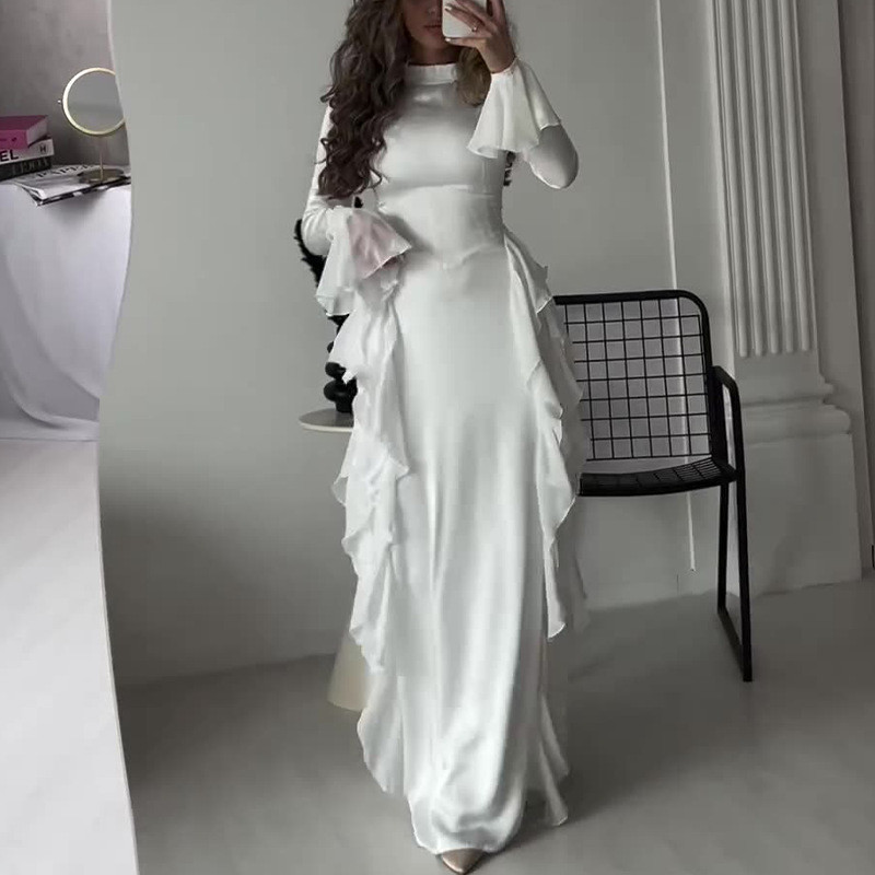 Round Neck Trumpet Sleeve Solid Color Suit main image 1