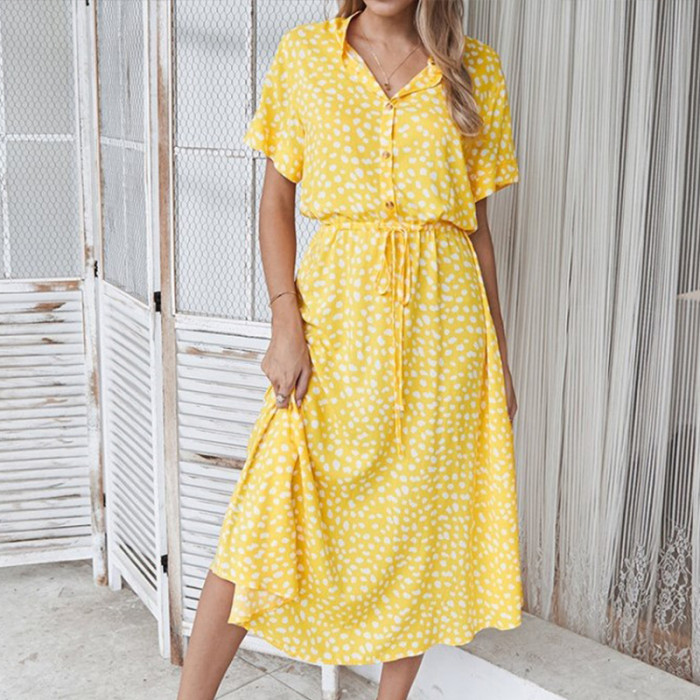 Vintage Floral Elegant Loose Summer Beach Holiday Leisure Long Dresses
