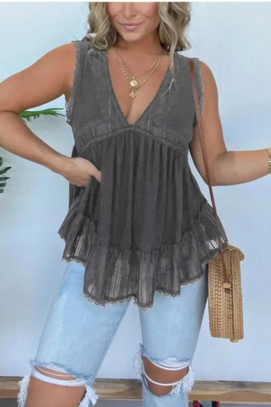 Elegant Gold Velvet Lace Knit Top Sexy V-neck Sleeveless Backless Irregular Solid Color Casual Knit Top