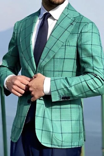 Mens Casual Plaid Blazer Sport Coat Slim Fit Lightweight Two Button Business Suit Jacket