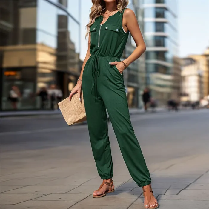 Women's Fashion Solid Color Elegant Party Sexy Sleeveless Jumpsuit