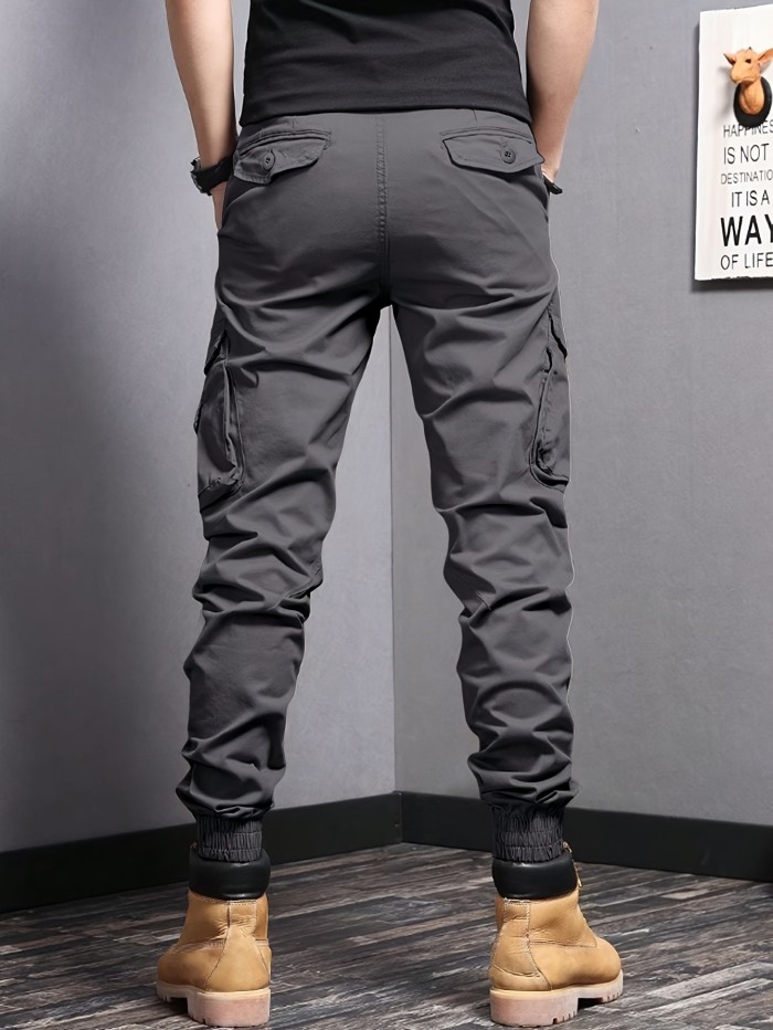 Men's Casual Tapered Multi Pocket Joggers, Chic Street Style Cargo Pants