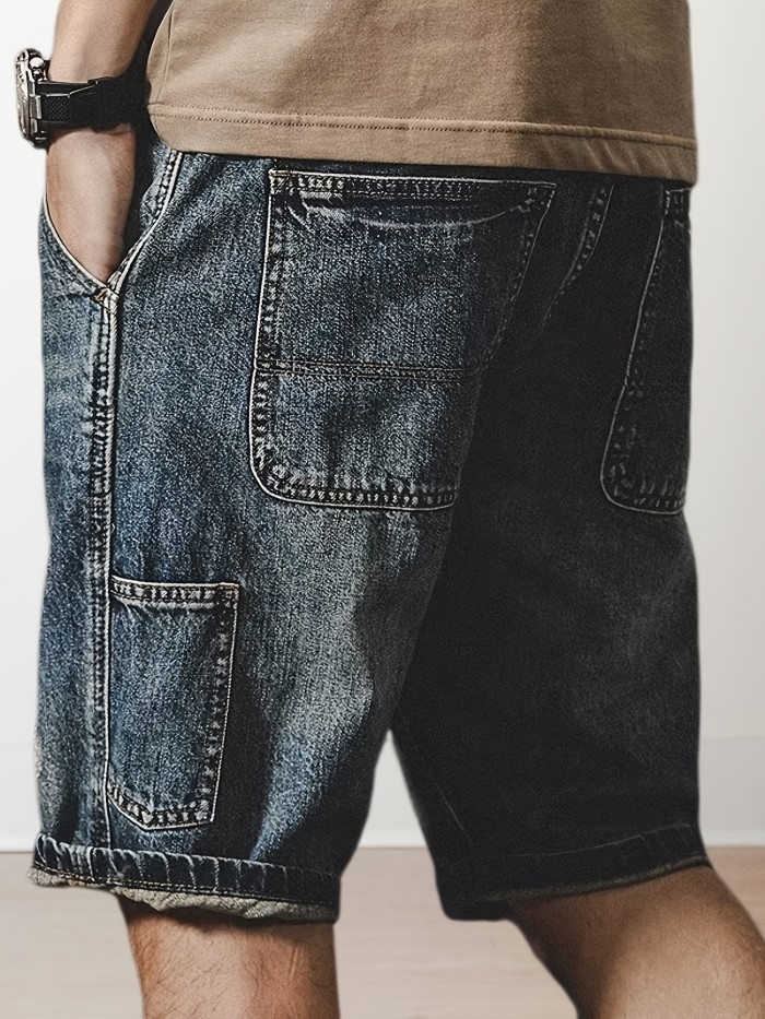 Shorts Men's Summer Retro Loose Fit Straight Leg Distressed Denim Capris