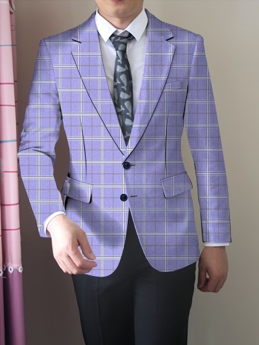 Men's Plaid Single Breasted Blazer Jacket, Fashion Tailored Fit Suit Coat With Notch Lapels For Business And Daily Wear