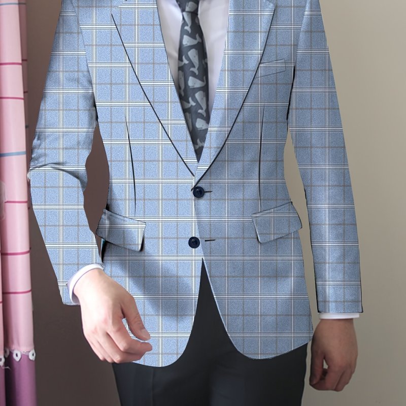 Men's Plaid Single Breasted Blazer Jacket, Fashion Tailored Fit Suit Coat With Notch Lapels For Business And Daily Wear