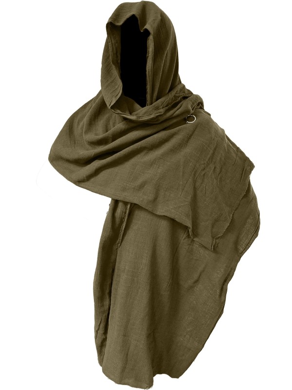 Renaissance Medieval Costume Men Shawl Scarf Shaman Cowl Cloak Cape Halloween Costumes for Men