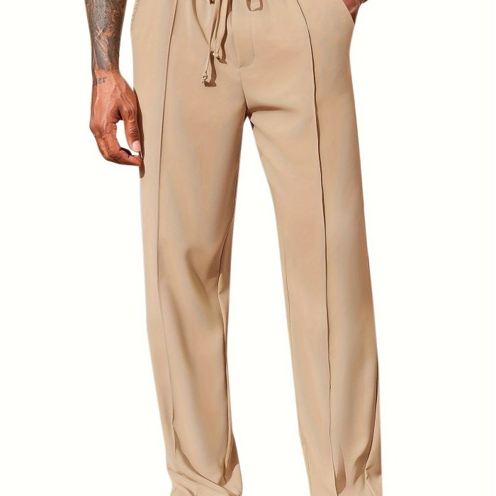 Mens Cotton Linen Pants Casual Drawstring Elastic Waist Loose Fit Beach Yoga Pants
