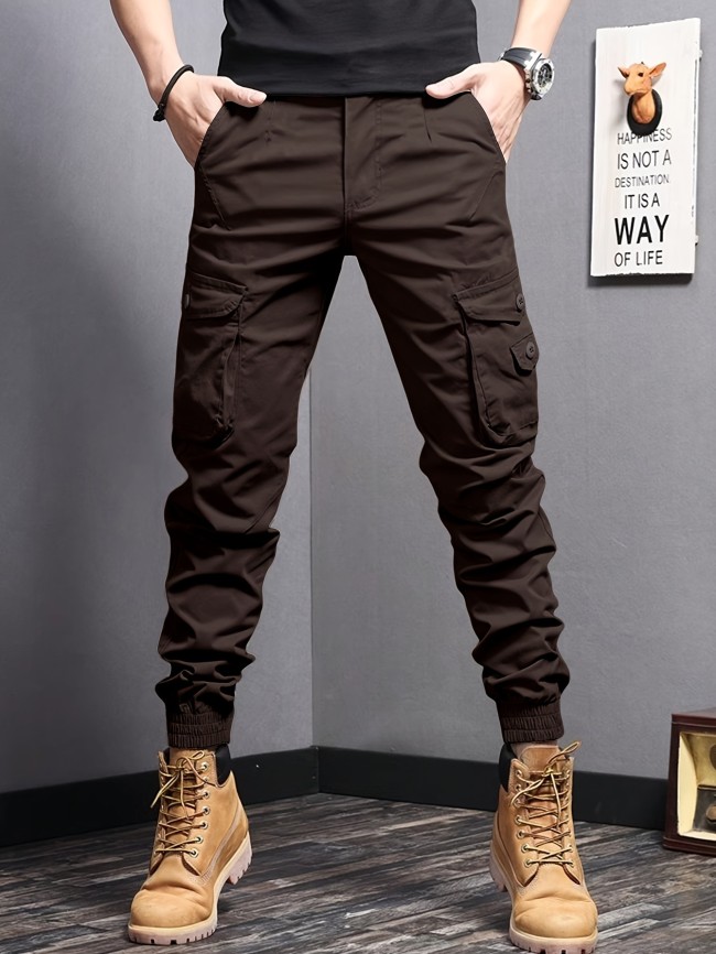 Men's Casual Tapered Multi Pocket Joggers, Chic Street Style Cargo Pants