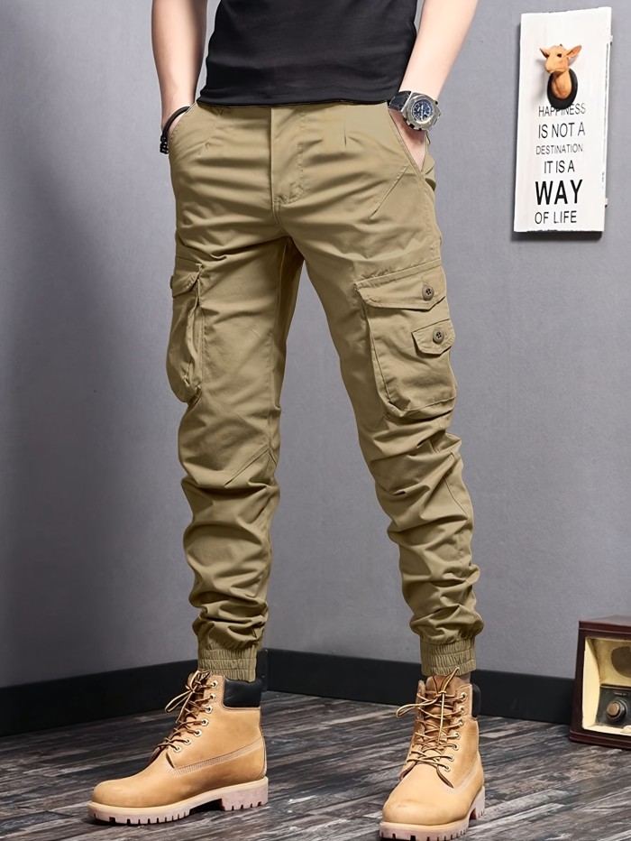 Men's Casual Tapered Multi Pocket Joggers, Chic Street Style Cargo Pants