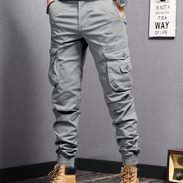 Men's Casual Tapered Multi Pocket Joggers, Chic Street Style Cargo Pants