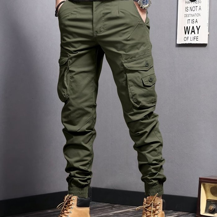 Men's Casual Tapered Multi Pocket Joggers, Chic Street Style Cargo Pants