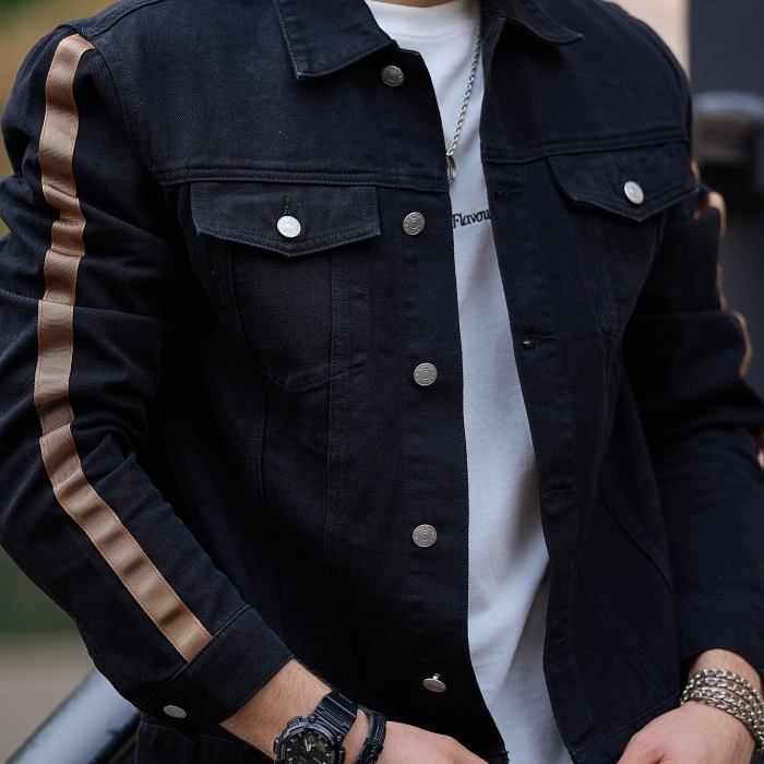 Men's Casual Raw Trim Button Up Denim Jacket, Chic Street Style Lapel Jacket