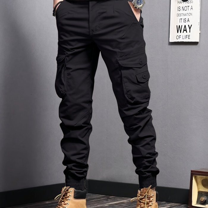 Men's Casual Tapered Multi Pocket Joggers, Chic Street Style Cargo Pants